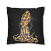 Blue Ring Octopus Bubbles Black Art Spun Polyester Square Pillow Case Home Decor