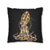 Blue Ring Octopus Bubbles Black Art Spun Polyester Square Pillow Case Home Decor