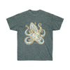 Blue Ring Octopus Ink Art Dark Unisex Ultra Cotton Tee Heather / S T-Shirt