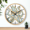 Blue Ring Octopus Ink Art Wall Clock Wooden / Black 10 Home Decor