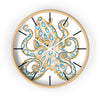 Blue Ring Octopus Ink Art Wall Clock Wooden / White 10 Home Decor