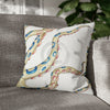 Blue Ring Octopus Kraken Tentacles Ink White Art Spun Polyester Square Pillow Case 18 × Home Decor