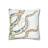 Blue Ring Octopus Kraken Tentacles Ink White Art Spun Polyester Square Pillow Case Home Decor