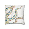 Blue Ring Octopus Kraken Tentacles Ink White Art Spun Polyester Square Pillow Case Home Decor