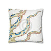 Blue Ring Octopus Kraken Tentacles Ink White Art Spun Polyester Square Pillow Case Home Decor