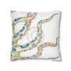 Blue Ring Octopus Kraken Tentacles Ink White Art Spun Polyester Square Pillow Case Home Decor