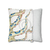 Blue Ring Octopus Kraken Tentacles Ink White Art Spun Polyester Square Pillow Case Home Decor