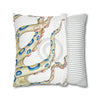 Blue Ring Octopus Kraken Tentacles Ink White Art Spun Polyester Square Pillow Case Home Decor