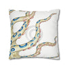 Blue Ring Octopus Kraken Tentacles Ink White Art Spun Polyester Square Pillow Case Home Decor