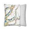 Blue Ring Octopus Kraken Tentacles Ink White Art Spun Polyester Square Pillow Case Home Decor