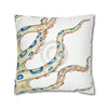 Blue Ring Octopus Kraken Tentacles Ink White Art Spun Polyester Square Pillow Case Home Decor