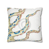 Blue Ring Octopus Kraken Tentacles Ink White Art Spun Polyester Square Pillow Case Home Decor