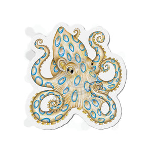 Blue Ring Octopus Tentacles Kraken Ink Art Die-Cut Magnets 6 × / 1 Pc Home Decor