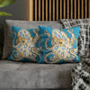 Blue Ring Octopus Turquoise Ink Art Spun Polyester Square Pillow Case Home Decor