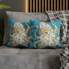 Blue Ring Octopus Turquoise Ink Art Spun Polyester Square Pillow Case Home Decor