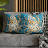 Blue Ring Octopus Turquoise Ink Art Spun Polyester Square Pillow Case Home Decor