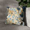 Blue Ring Octopus Vintage Map Ink Art Spun Polyester Square Pillow Case 14 × Home Decor