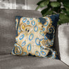 Blue Ring Octopus Vintage Map Ink Art Spun Polyester Square Pillow Case 18 × Home Decor