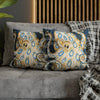 Blue Ring Octopus Vintage Map Ink Art Spun Polyester Square Pillow Case Home Decor