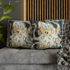 Blue Ring Octopus Vintage Map Ink Art Spun Polyester Square Pillow Case Home Decor