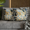 Blue Ring Octopus Vintage Map Ink Art Spun Polyester Square Pillow Case Home Decor