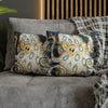 Blue Ring Octopus Vintage Map Ink Art Spun Polyester Square Pillow Case Home Decor