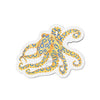 Blue Ring Octopus Watercolor Art Die-Cut Magnets 3 X / 1 Pc Home Decor