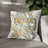 Blue Ring Octopus White Ink Art Spun Polyester Square Pillow Case 16 × Home Decor