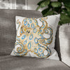 Blue Ring Octopus White Ink Art Spun Polyester Square Pillow Case 18 × Home Decor