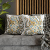 Blue Ring Octopus White Ink Art Spun Polyester Square Pillow Case Home Decor