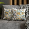 Blue Ring Octopus White Ink Art Spun Polyester Square Pillow Case Home Decor