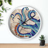 Blue Tentacles Vintage Map Nautical Octopus Ink Art Wall Clock Home Decor