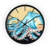 Blue Yellow Octopus Retro Ink Art Wall Clock Black / 10 Home Decor