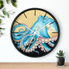 Blue Yellow Octopus Retro Ink Art Wall Clock Home Decor