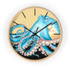 Blue Yellow Octopus Retro Ink Art Wall Clock Home Decor