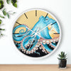 Blue Yellow Octopus Retro Ink Art Wall Clock Home Decor