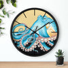 Blue Yellow Octopus Retro Ink Art Wall Clock Home Decor