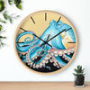 Blue Yellow Octopus Retro Ink Art Wall Clock Wooden / Black 10 Home Decor