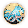 Blue Yellow Octopus Retro Ink Art Wall Clock Wooden / White 10 Home Decor