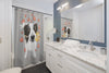 Border Collie Hearts Love Grey Watercolor Shower Curtain Home Decor