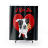 Border Collie Love Watercolor Black Shower Curtain 71 × 74 Home Decor