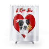 Border Collie Love Watercolor White Shower Curtain 71 × 74 Home Decor