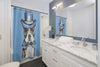 Boston Terrier Dog Detective Blue Watercolor Shower Curtain Home Decor
