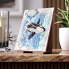 Breaching Orca Whale Ancient Vintage Map Watercolor Art Ceramic Photo Tile 6 × 8 / Glossy Home Decor
