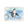 Breaching Orca Whale Ancient Vintage Map Watercolor Art Ceramic Photo Tile 6 × 8 / Matte Home Decor