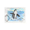 Breaching Orca Whale Ancient Vintage Map Watercolor Art Ceramic Photo Tile Home Decor