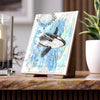 Breaching Orca Whale Ancient Vintage Map Watercolor Art Ceramic Photo Tile Home Decor