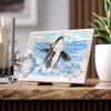 Breaching Orca Whale Ancient Vintage Map Watercolor Art Ceramic Photo Tile Home Decor