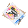 Breaching Orca Whale Luna Rainbow Watercolor Art Ceramic Photo Tile Home Decor