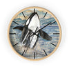 Breaching Orca Whale Vintage Map Art Wall Clock Wooden / Black 10 Home Decor
